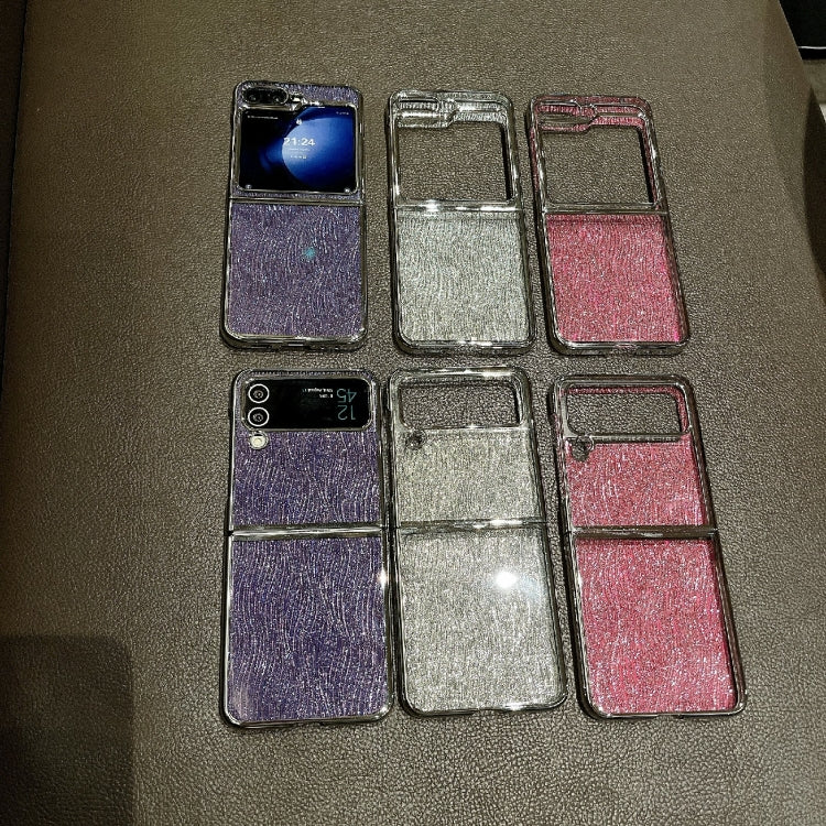 For Samsung Galaxy Z Flip6 / Flip7 FE PC Side Buckle+Ripples Glitter Paper Full Coverage Phone Case