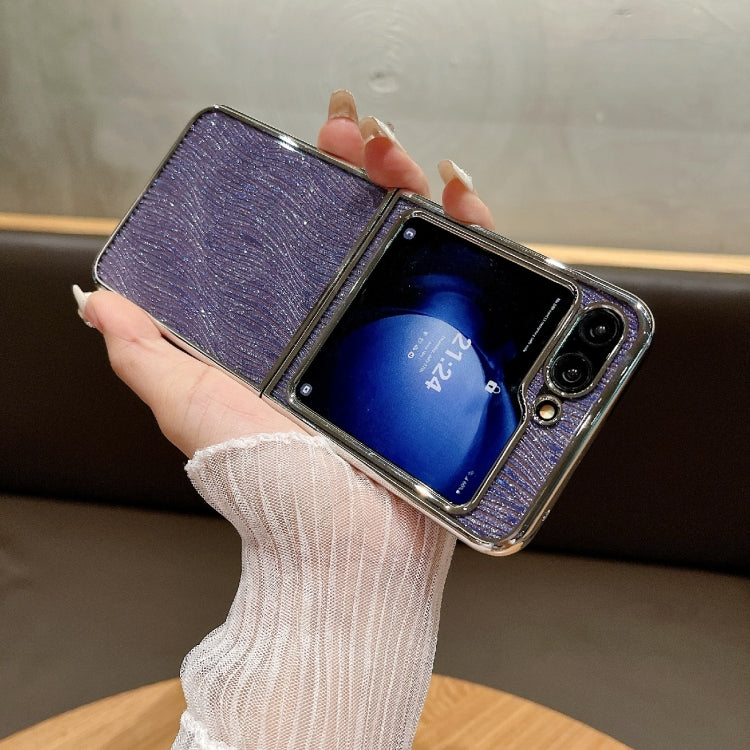 For Samsung Galaxy Z Flip6 / Flip7 FE PC Side Buckle+Ripples Glitter Paper Full Coverage Phone Case