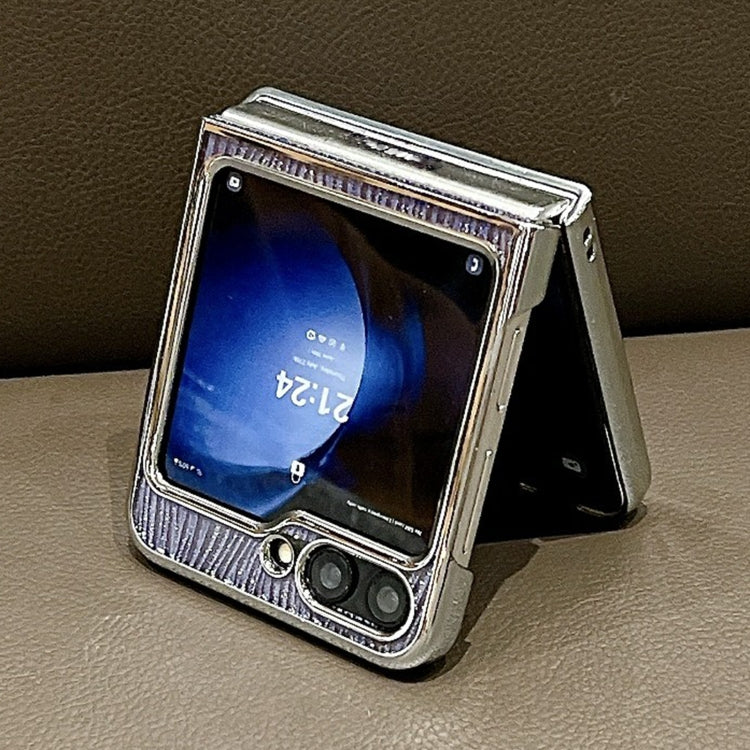 For Samsung Galaxy Z Flip6 / Flip7 FE PC Side Buckle+Ripples Glitter Paper Full Coverage Phone Case