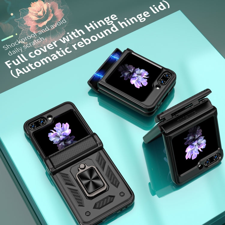 For Samsung Galaxy Z Flip6 / Flip7 FE Sliding Window Hinge Phone Case with Ring Stand