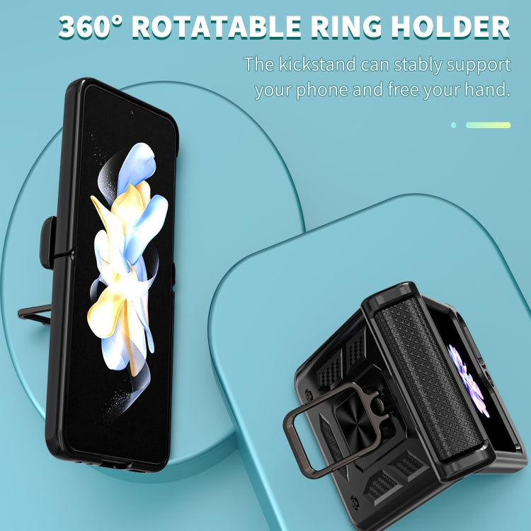 For Samsung Galaxy Z Flip6 / Flip7 FE Sliding Window Hinge Phone Case with Ring Stand