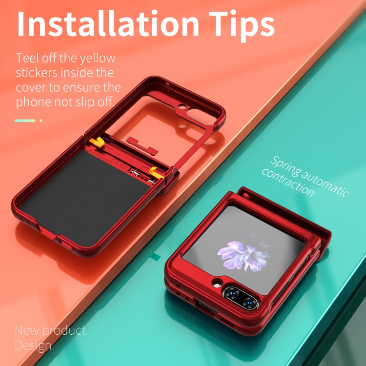 For Samsung Galaxy Z Flip6 / Flip7 FE Sliding Window Hinge Phone Case with Ring Stand