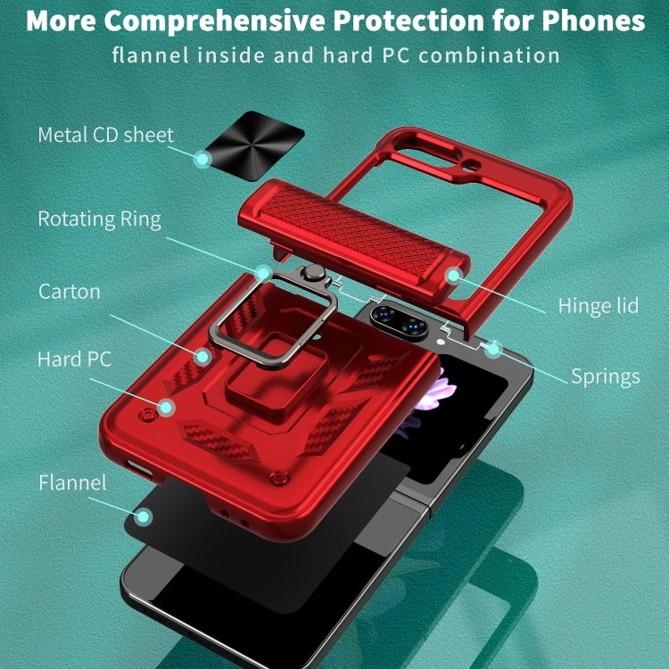 For Samsung Galaxy Z Flip6 / Flip7 FE Sliding Window Hinge Phone Case with Ring Stand