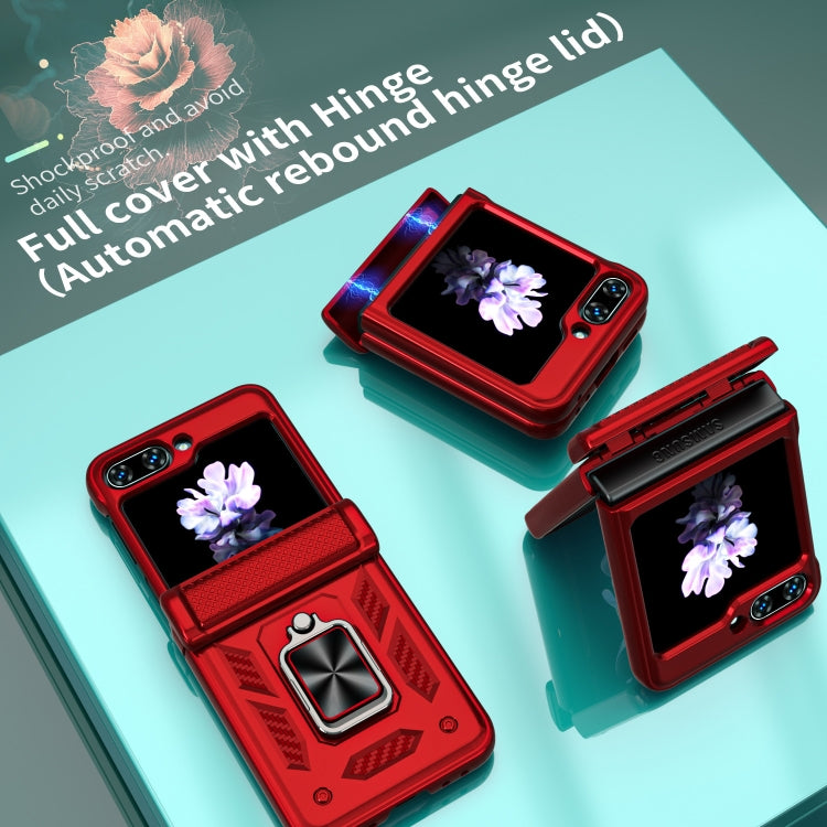 For Samsung Galaxy Z Flip6 / Flip7 FE Sliding Window Hinge Phone Case with Ring Stand