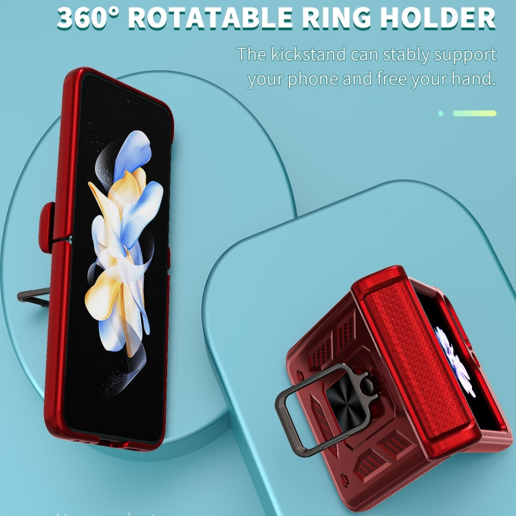 For Samsung Galaxy Z Flip6 / Flip7 FE Sliding Window Hinge Phone Case with Ring Stand