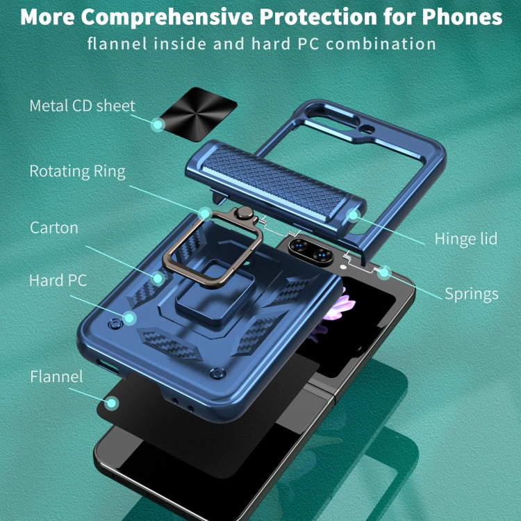 For Samsung Galaxy Z Flip6 / Flip7 FE Sliding Window Hinge Phone Case with Ring Stand