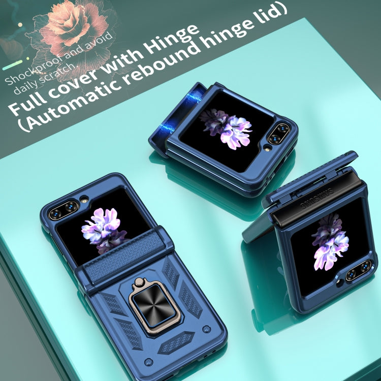For Samsung Galaxy Z Flip6 / Flip7 FE Sliding Window Hinge Phone Case with Ring Stand