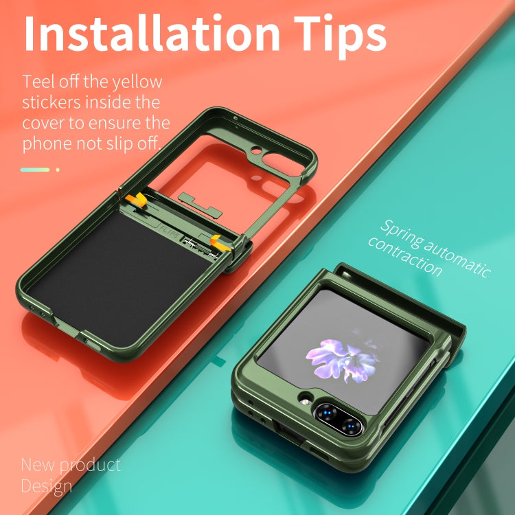 For Samsung Galaxy Z Flip6 / Flip7 FE Sliding Window Hinge Phone Case with Ring Stand