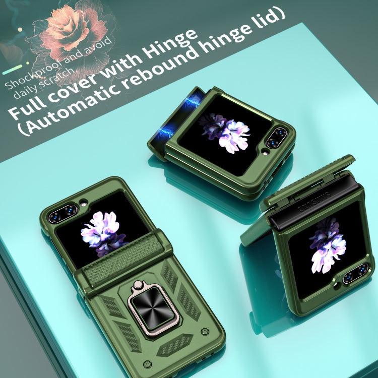 For Samsung Galaxy Z Flip6 / Flip7 FE Sliding Window Hinge Phone Case with Ring Stand