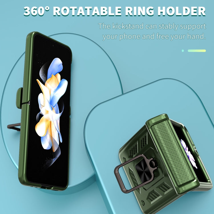 For Samsung Galaxy Z Flip6 / Flip7 FE Sliding Window Hinge Phone Case with Ring Stand