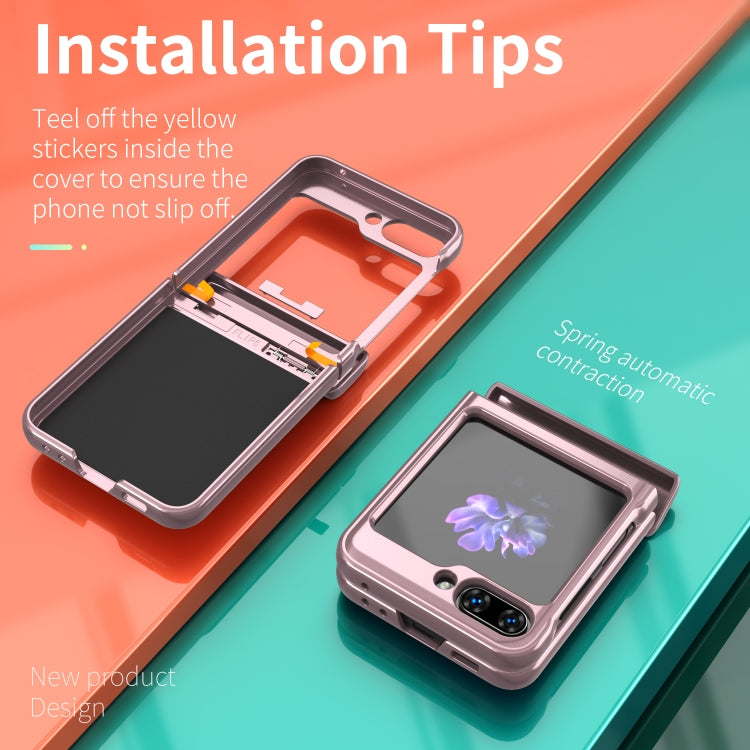 For Samsung Galaxy Z Flip6 / Flip7 FE Sliding Window Hinge Phone Case with Ring Stand