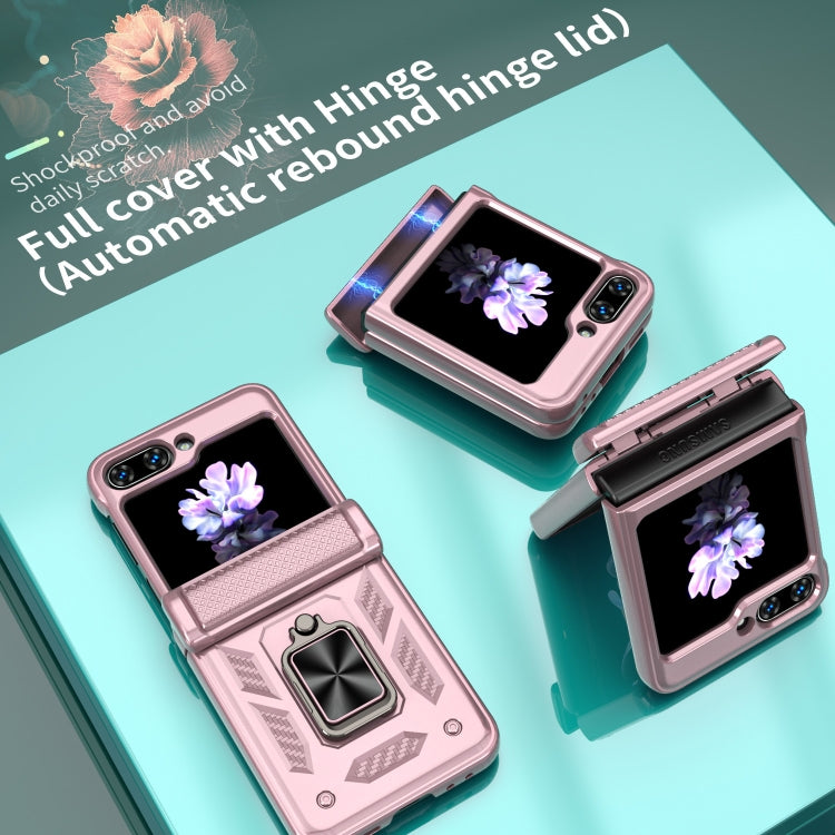 For Samsung Galaxy Z Flip6 / Flip7 FE Sliding Window Hinge Phone Case with Ring Stand