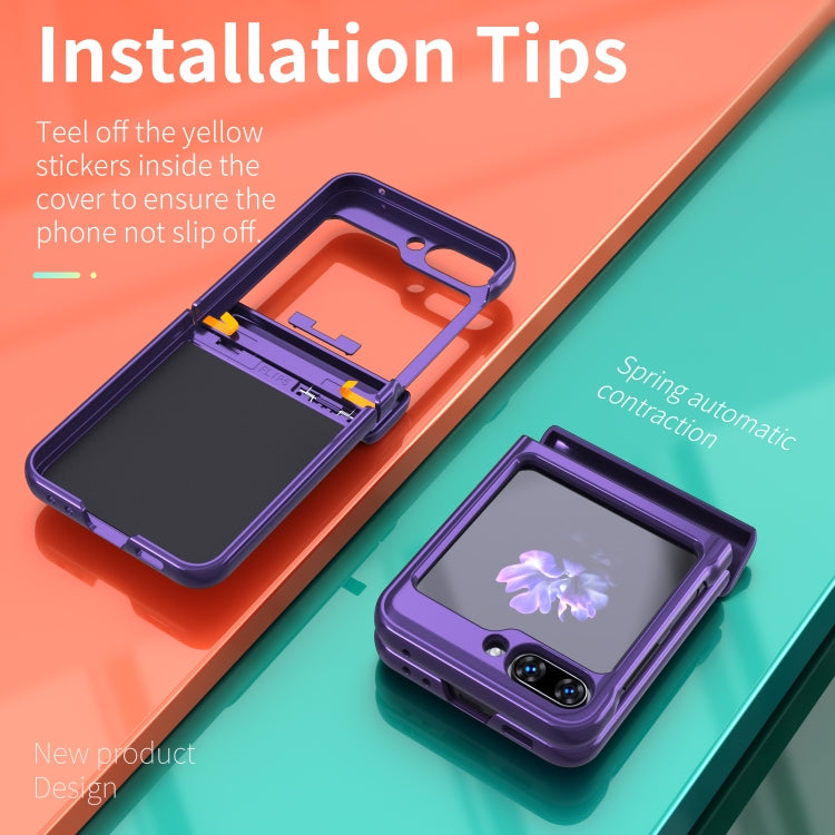 For Samsung Galaxy Z Flip6 / Flip7 FE Sliding Window Hinge Phone Case with Ring Stand