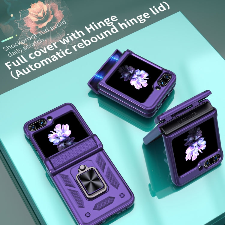 For Samsung Galaxy Z Flip6 / Flip7 FE Sliding Window Hinge Phone Case with Ring Stand