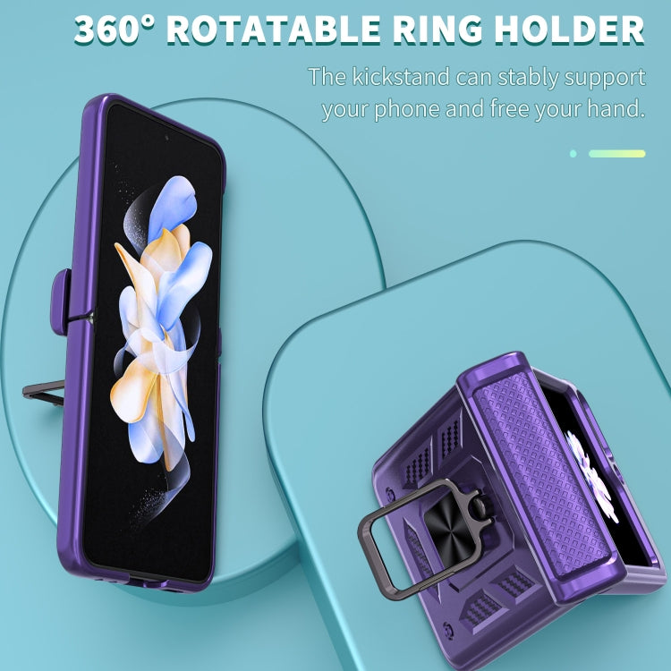 For Samsung Galaxy Z Flip6 / Flip7 FE Sliding Window Hinge Phone Case with Ring Stand