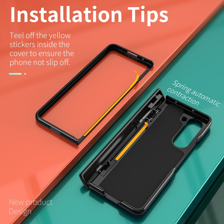 For Samsung Galaxy Z Fold6 5G Sliding Window Hinge Phone Case with Ring Stand