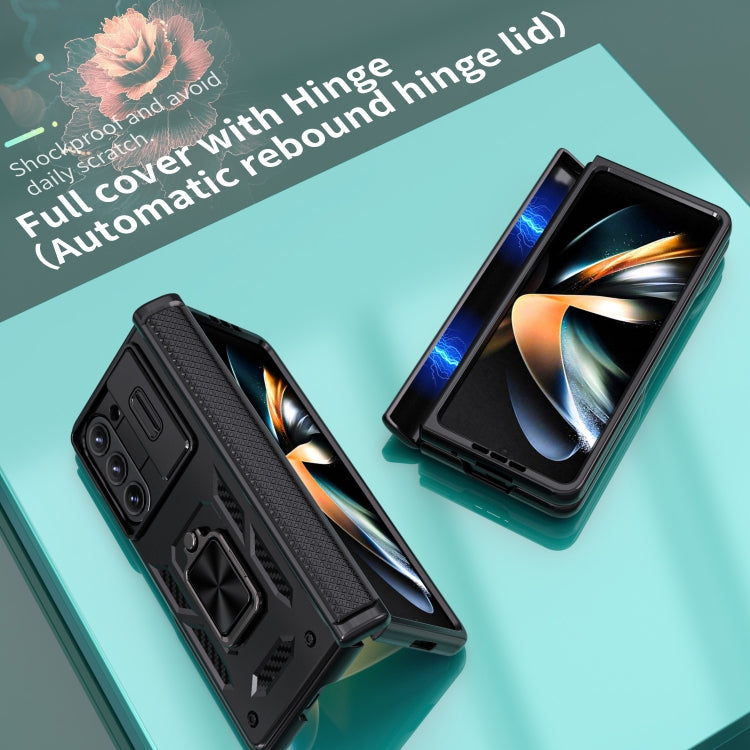 For Samsung Galaxy Z Fold6 5G Sliding Window Hinge Phone Case with Ring Stand