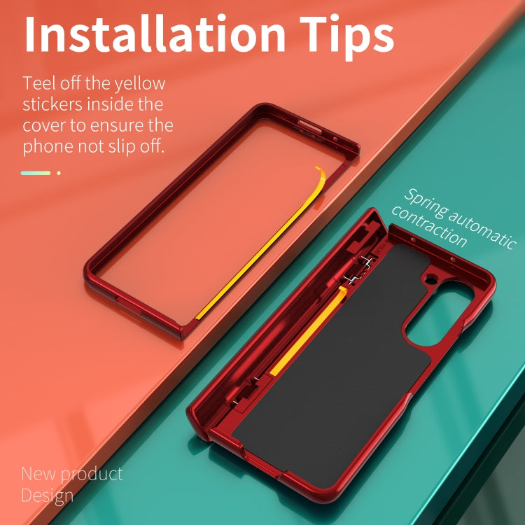 For Samsung Galaxy Z Fold6 5G Sliding Window Hinge Phone Case with Ring Stand