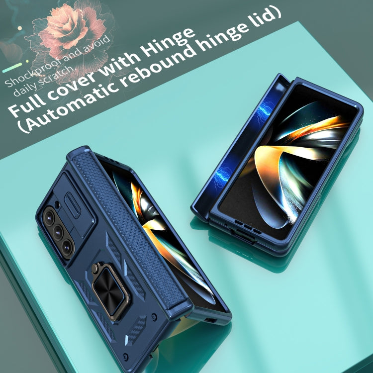 For Samsung Galaxy Z Fold6 5G Sliding Window Hinge Phone Case with Ring Stand
