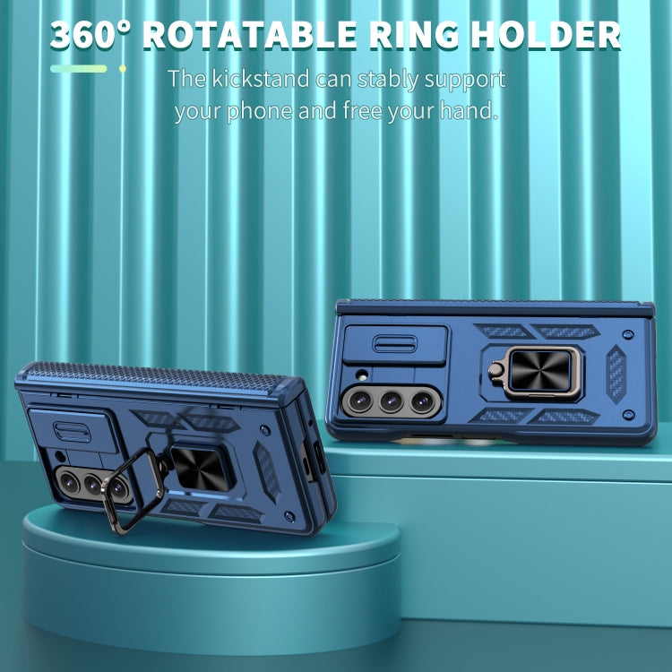 For Samsung Galaxy Z Fold6 5G Sliding Window Hinge Phone Case with Ring Stand