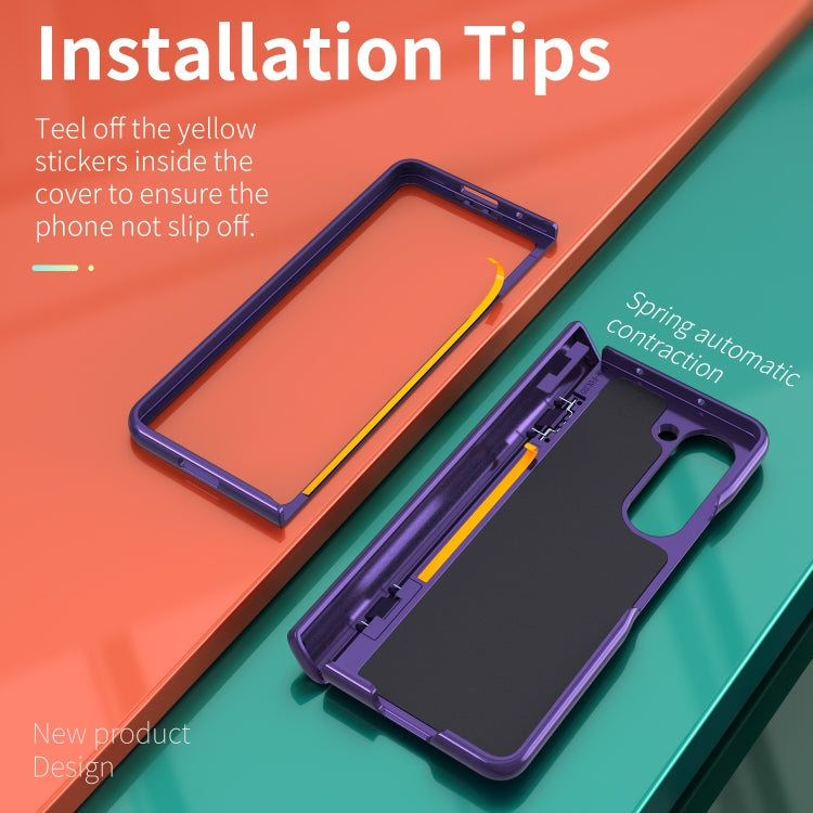 For Samsung Galaxy Z Fold6 5G Sliding Window Hinge Phone Case with Ring Stand