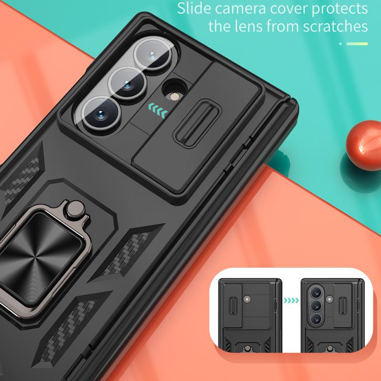 For Samsung Galaxy Z Fold7 5G Sliding Window Hinge Phone Case with Ring Stand