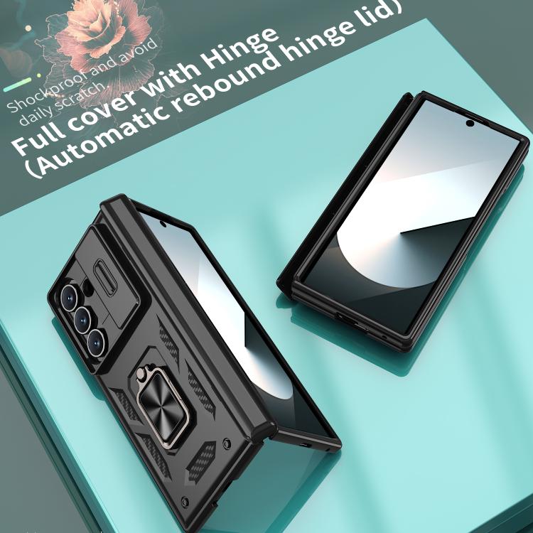 For Samsung Galaxy Z Fold7 5G Sliding Window Hinge Phone Case with Ring Stand