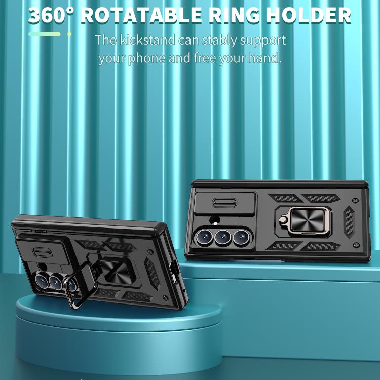 For Samsung Galaxy Z Fold7 5G Sliding Window Hinge Phone Case with Ring Stand