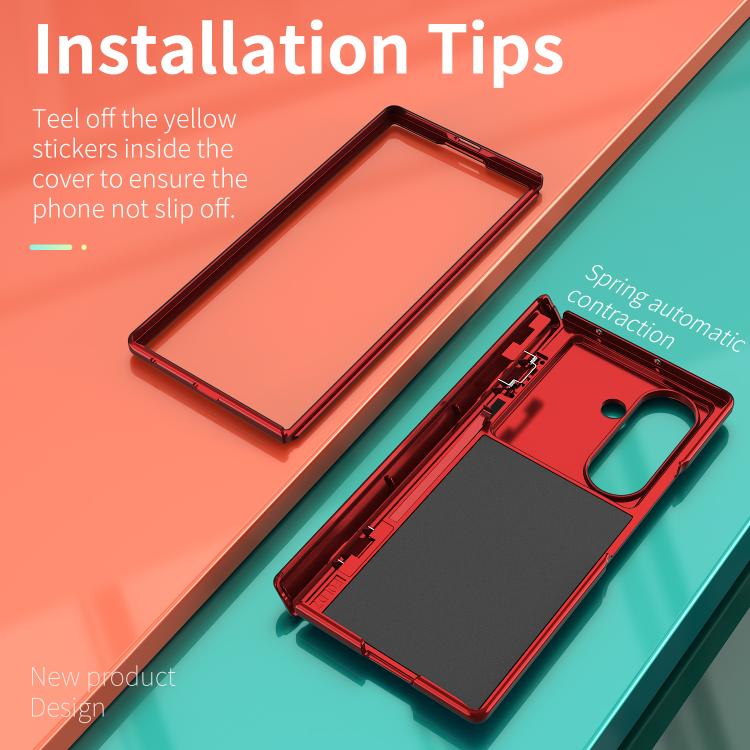 For Samsung Galaxy Z Fold7 5G Sliding Window Hinge Phone Case with Ring Stand