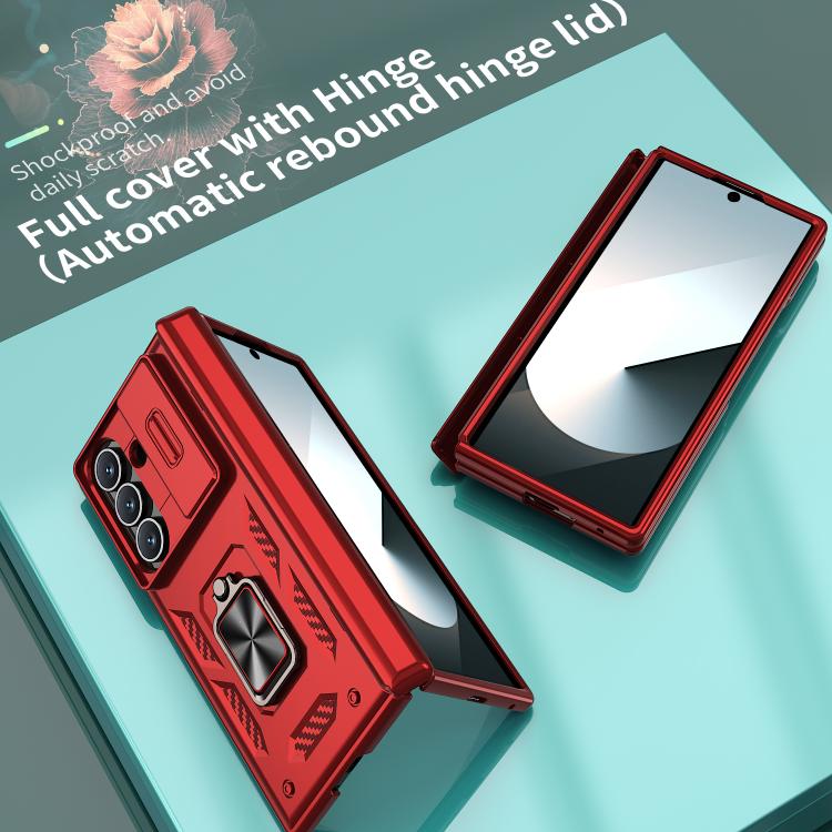 For Samsung Galaxy Z Fold7 5G Sliding Window Hinge Phone Case with Ring Stand