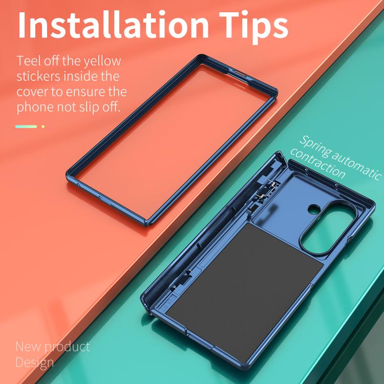 For Samsung Galaxy Z Fold7 5G Sliding Window Hinge Phone Case with Ring Stand