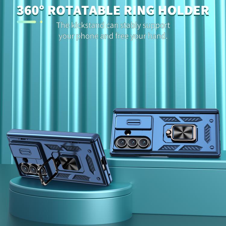 For Samsung Galaxy Z Fold7 5G Sliding Window Hinge Phone Case with Ring Stand