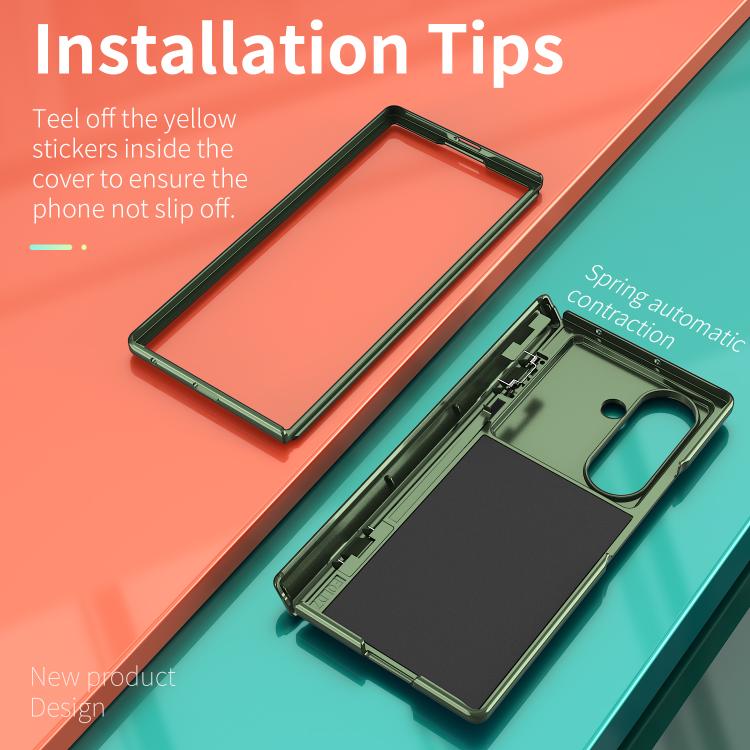 For Samsung Galaxy Z Fold7 5G Sliding Window Hinge Phone Case with Ring Stand