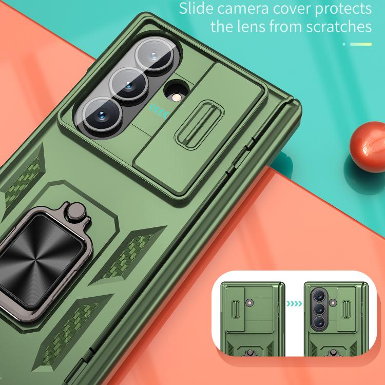 For Samsung Galaxy Z Fold7 5G Sliding Window Hinge Phone Case with Ring Stand