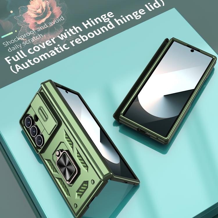 For Samsung Galaxy Z Fold7 5G Sliding Window Hinge Phone Case with Ring Stand