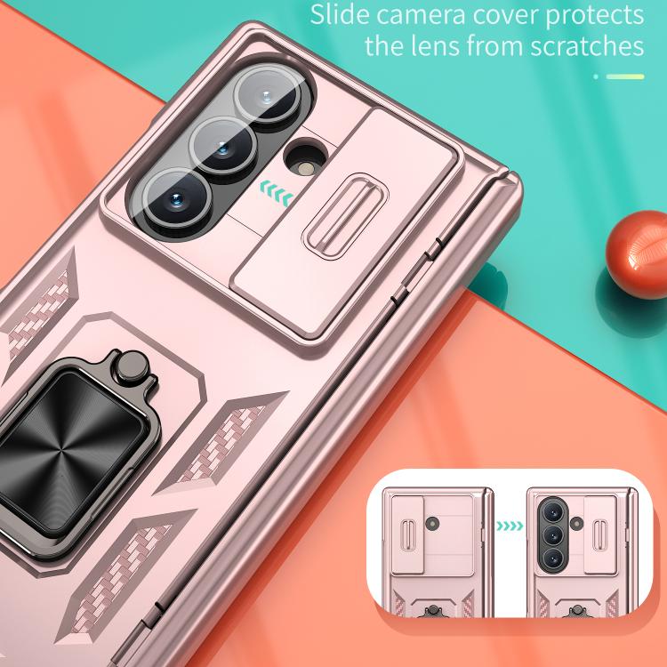 For Samsung Galaxy Z Fold7 5G Sliding Window Hinge Phone Case with Ring Stand