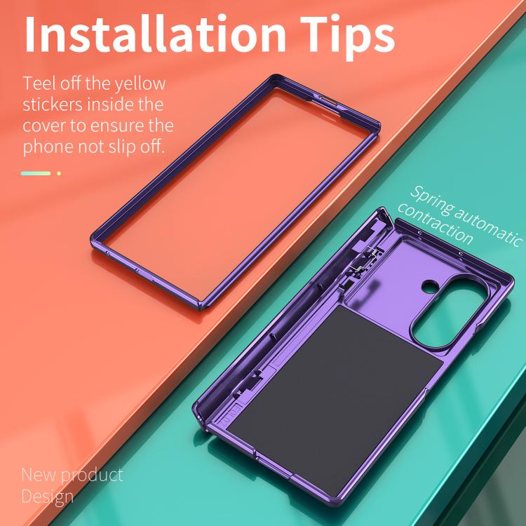 For Samsung Galaxy Z Fold7 5G Sliding Window Hinge Phone Case with Ring Stand