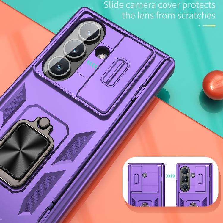 For Samsung Galaxy Z Fold7 5G Sliding Window Hinge Phone Case with Ring Stand