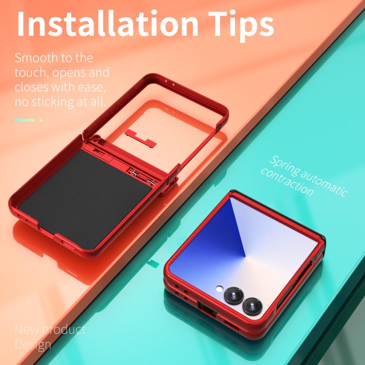For Samsung Galaxy Z Flip7 5G Sliding Window Hinge Phone Case with Ring Stand