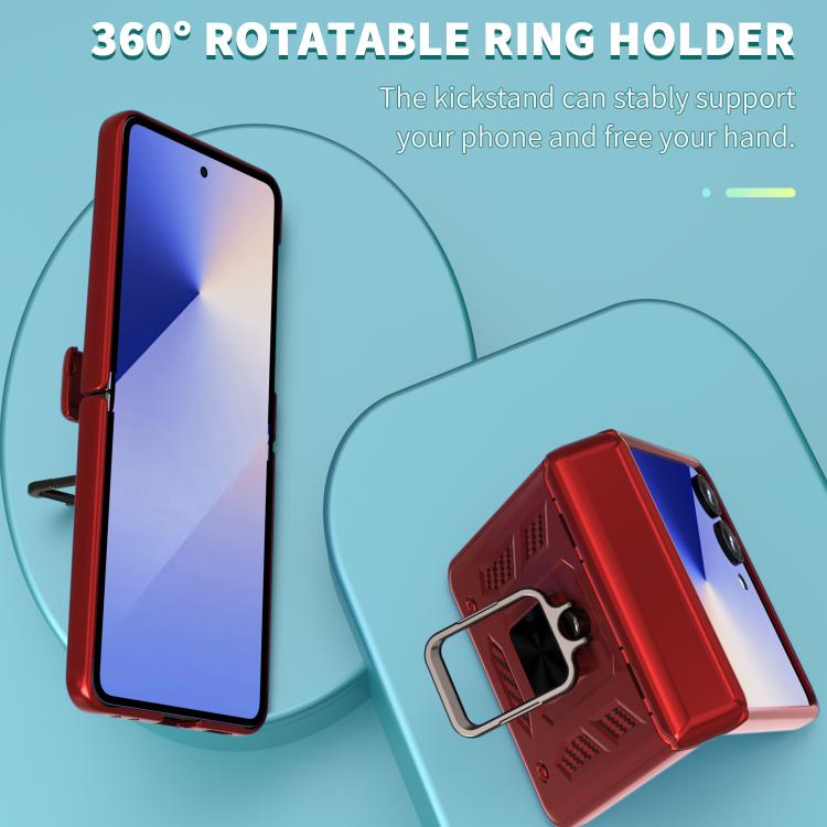 For Samsung Galaxy Z Flip7 5G Sliding Window Hinge Phone Case with Ring Stand
