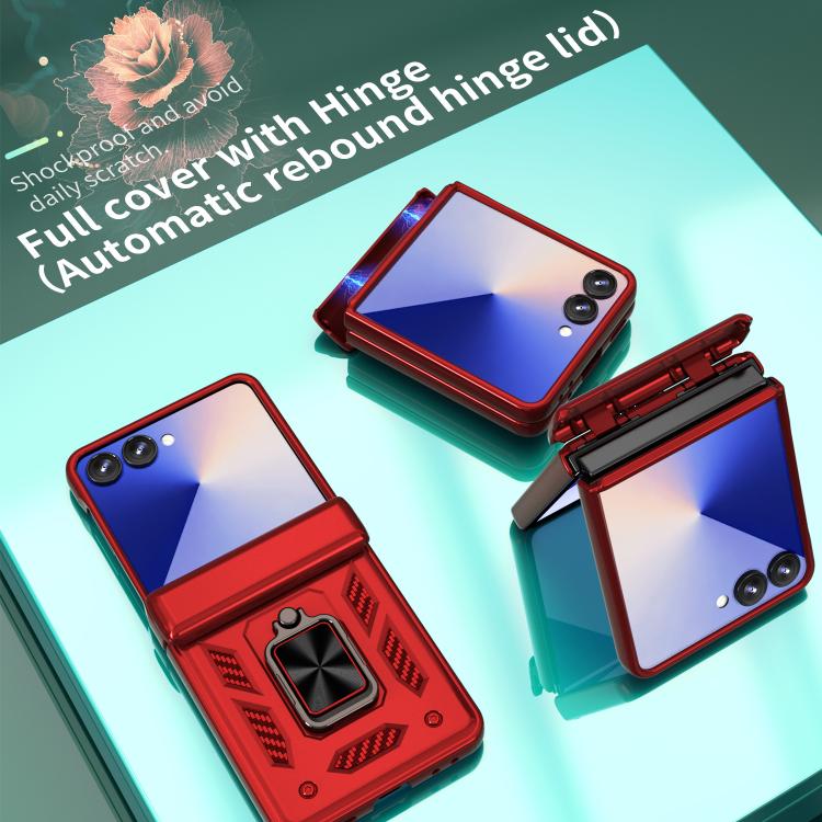 For Samsung Galaxy Z Flip7 5G Sliding Window Hinge Phone Case with Ring Stand