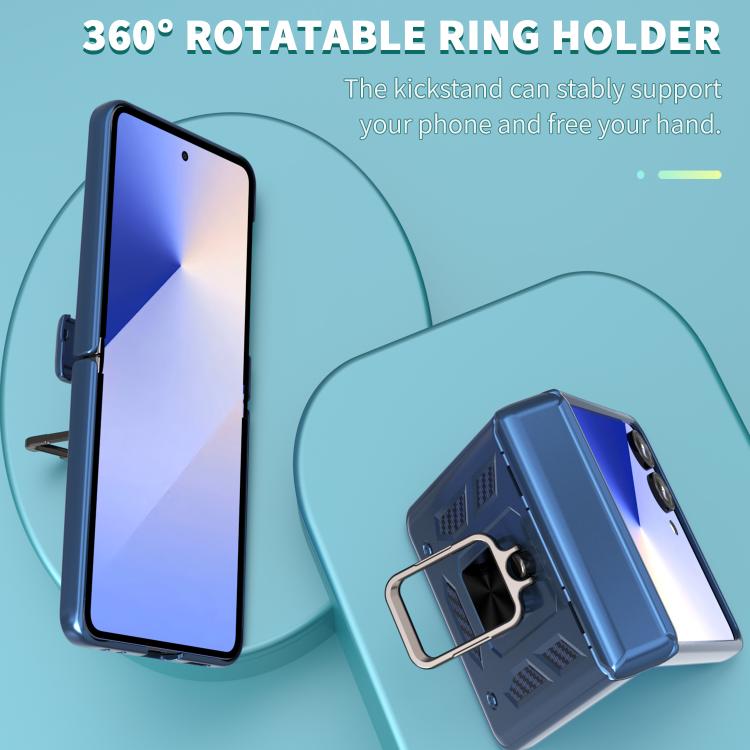 For Samsung Galaxy Z Flip7 5G Sliding Window Hinge Phone Case with Ring Stand