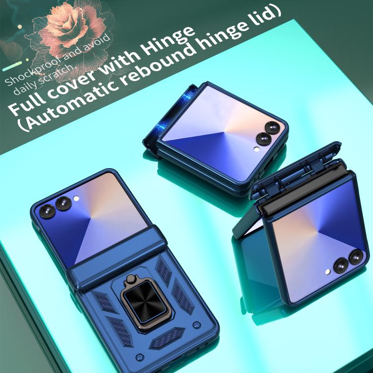 For Samsung Galaxy Z Flip7 5G Sliding Window Hinge Phone Case with Ring Stand