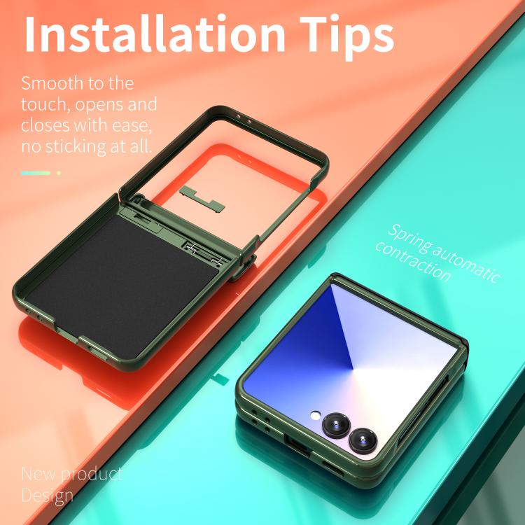 For Samsung Galaxy Z Flip7 5G Sliding Window Hinge Phone Case with Ring Stand