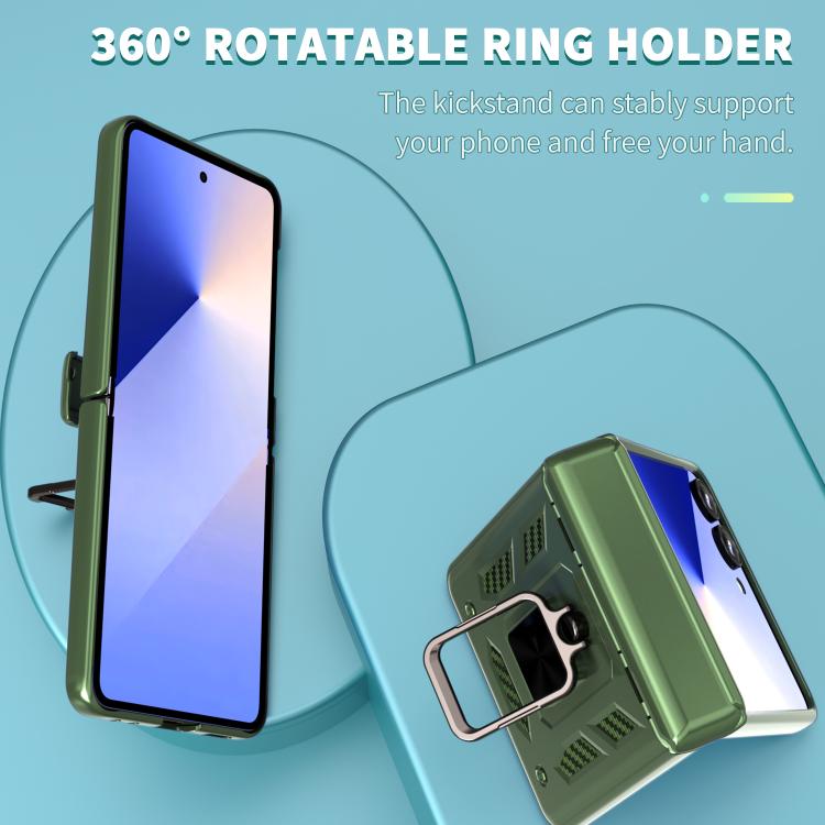 For Samsung Galaxy Z Flip7 5G Sliding Window Hinge Phone Case with Ring Stand