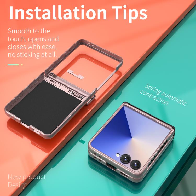 For Samsung Galaxy Z Flip7 5G Sliding Window Hinge Phone Case with Ring Stand