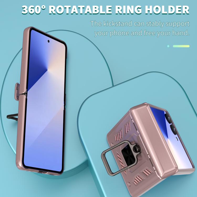 For Samsung Galaxy Z Flip7 5G Sliding Window Hinge Phone Case with Ring Stand