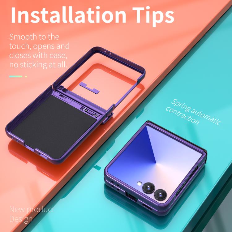 For Samsung Galaxy Z Flip7 5G Sliding Window Hinge Phone Case with Ring Stand