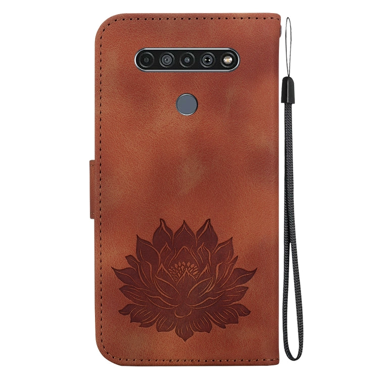 For LG K61 Lotus Embossed Leather Phone Case