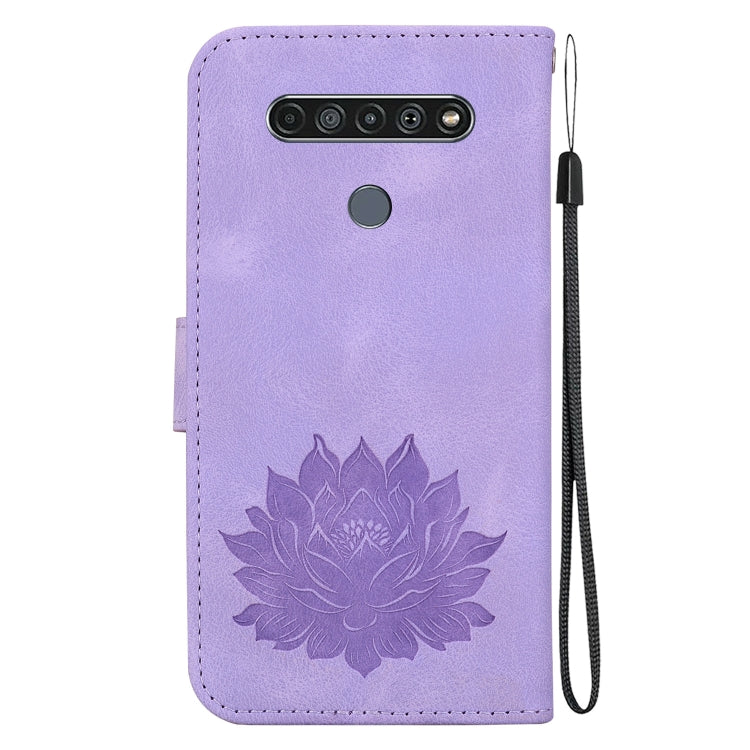 For LG K61 Lotus Embossed Leather Phone Case